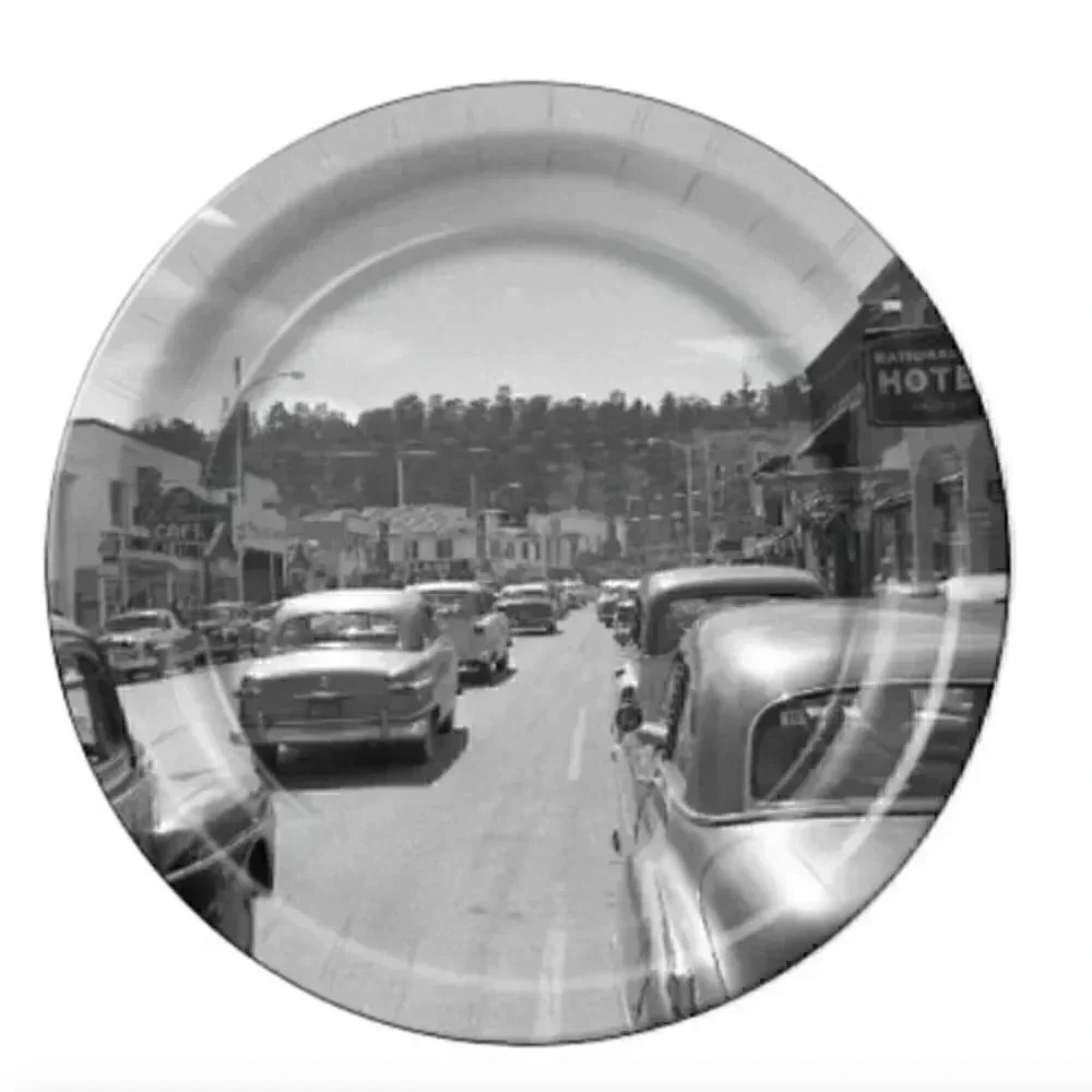 1950's Downton Estes Park Colorado Old Cars 8 Pack Vintage Round Paper Plates